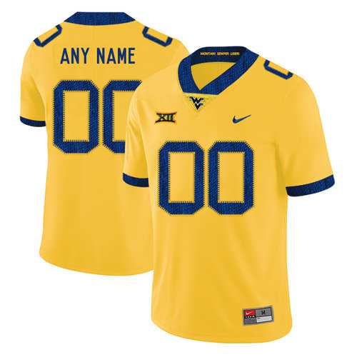 Men's West Virginia Mountaineers Customized Yellow College Football Jersey-0